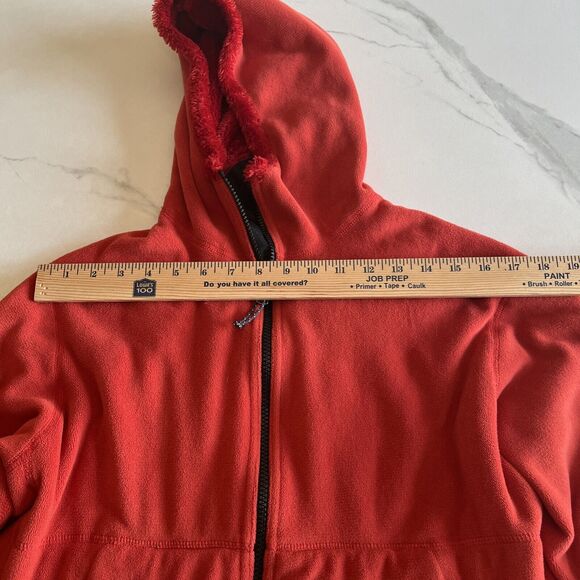 Mountain Hardwear Orange Faux Fur Fleece Jacket Hooded Full Zip Womens Size M - Picture 4 of 16